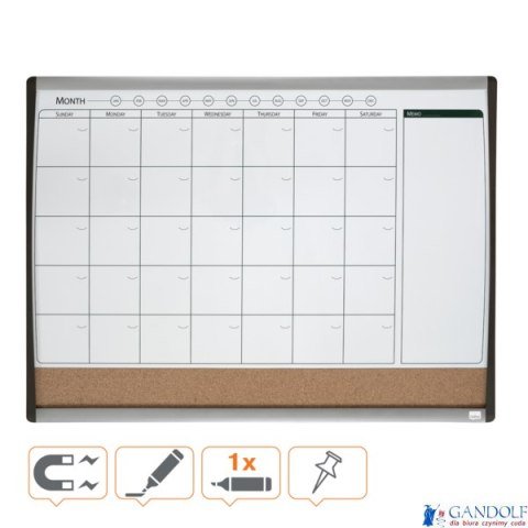 Magnetyczny planer miesięczny Nobo, 585 x 430 mm, 1903813 Magnetyczny planer miesięczny Nobo, 585 x 430 mm, 1903813