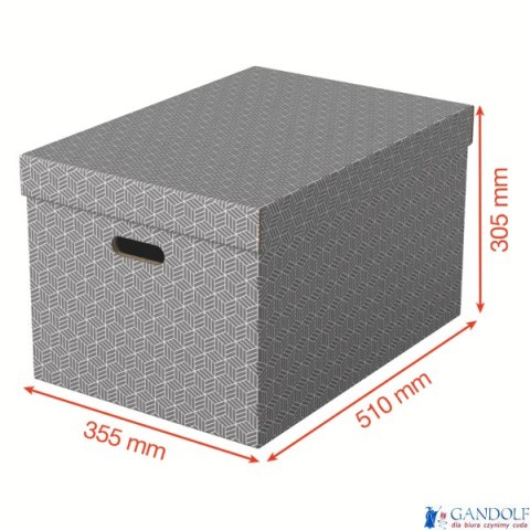 Pudełka domowe do przechowywania, rozmiar L, 3 sztuki, szare Esselte 628287